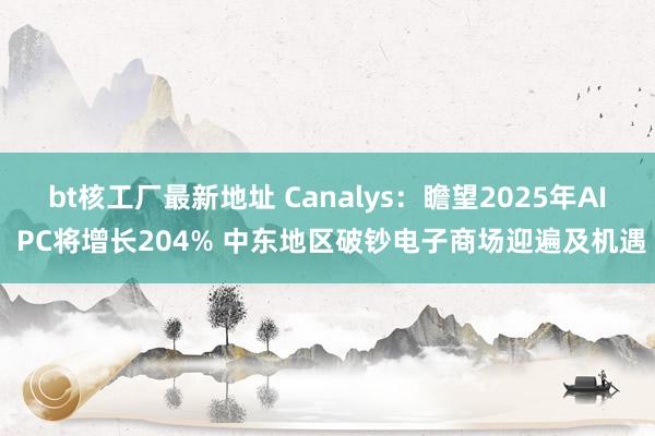 bt核工厂最新地址 Canalys：瞻望2025年AI PC将增长204% 中东地区破钞电子商场迎遍及机遇