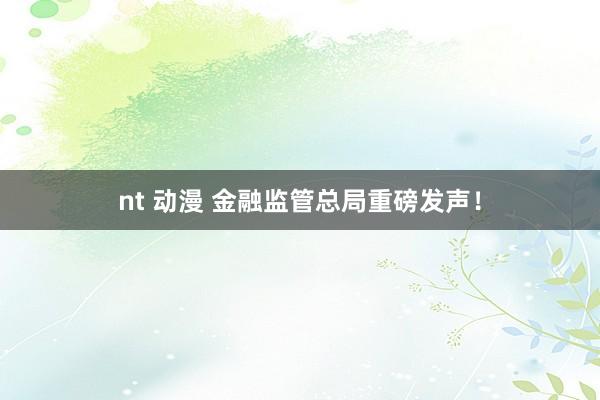 nt 动漫 金融监管总局重磅发声！