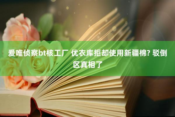 爰唯侦察bt核工厂 优衣库拒却使用新疆棉? 驳倒区真相了