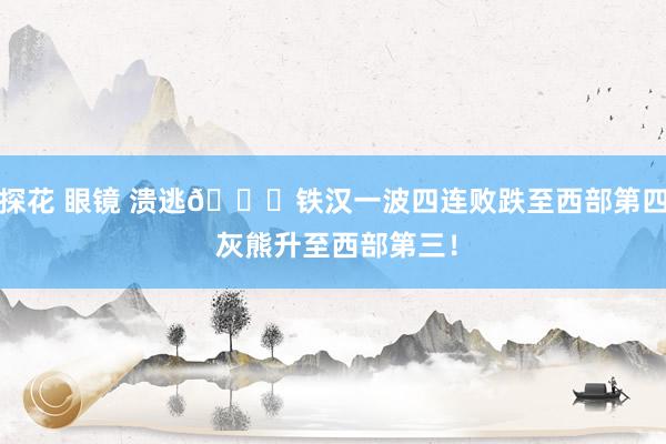 探花 眼镜 溃逃😕铁汉一波四连败跌至西部第四 灰熊升至西部第三！
