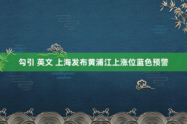 勾引 英文 上海发布黄浦江上涨位蓝色预警
