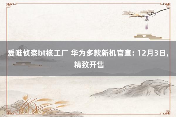 爰唯侦察bt核工厂 华为多款新机官宣: 12月3日， 精致开售