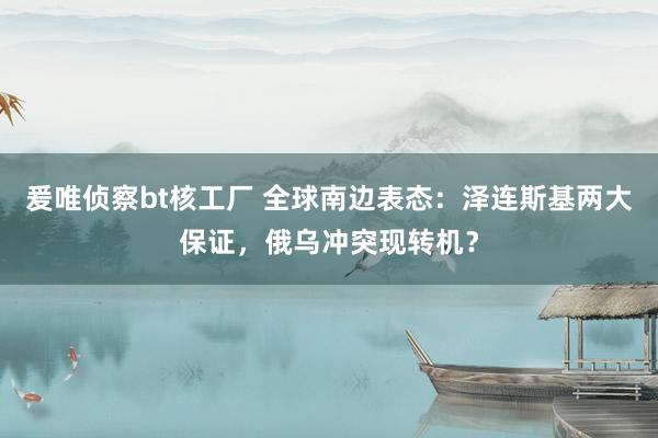爰唯侦察bt核工厂 全球南边表态：泽连斯基两大保证，俄乌冲突现转机？