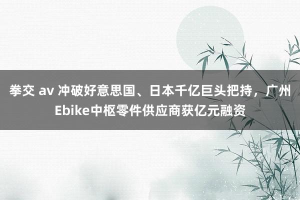 拳交 av 冲破好意思国、日本千亿巨头把持，广州Ebike中枢零件供应商获亿元融资