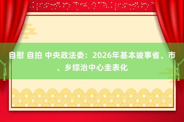 自慰 自拍 中央政法委：2026年基本竣事省、市、乡综治中心圭表化