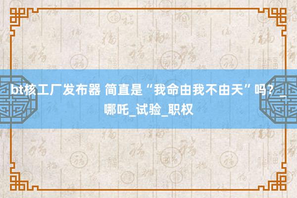 bt核工厂发布器 简直是“我命由我不由天”吗？_哪吒_试验_职权