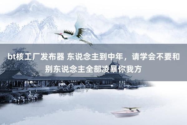 bt核工厂发布器 东说念主到中年，请学会不要和别东说念主全部凌暴你我方